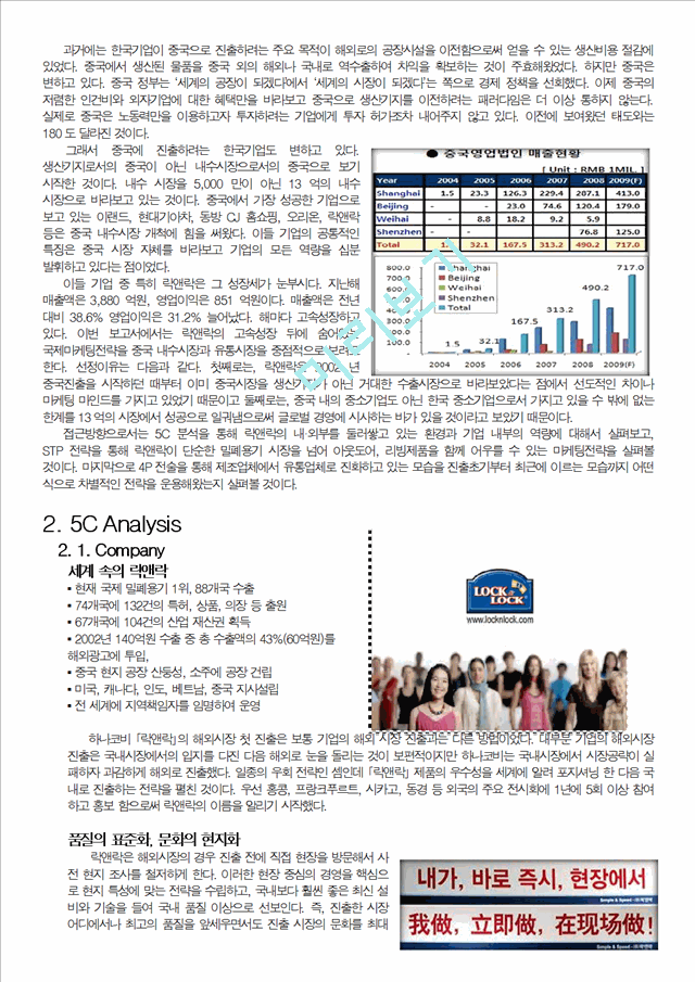 [경영,경제] [마케팅 보고서] 락앤락의 중국내수시장 공략과 유통시장확장 전략 - 5C, 4P를 중심으로.docx